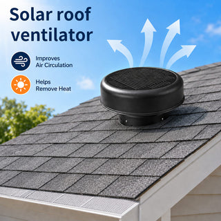 12-Inch Flush-Mount Round Solar Roof Vent Fan, 30W Dual-Power Attic Exhaust Fan with 1200 CFM, 3-Speed Remote & 25°C Auto Start