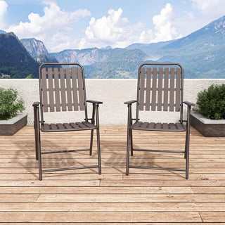 2-Piece Outdoor Folding Chairs Set, No Assembly Required, 350 lbs Capacity, Rust-Resistant Metal Frame & Stain-Proof Fabric