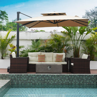 10FT Aluminum Cantilever Patio Umbrella with Removable LED Light Strips for Outdoor Shade