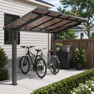 8x5 FT Galvanized Steel Carport with Sloped PC Roof, Multi-Use Outdoor Shelter for Patio, Grill & Garden