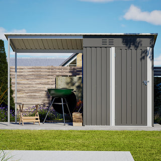 Durable 5x3FT Galvanized Steel Shed & Gazebo Combo, Easy Assembly Lean-To Storage with Open Pergola