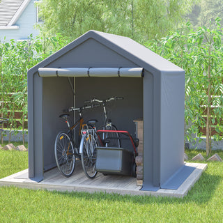 8x8 / 6x6 FT Multi-Purpose Outdoor Storage Shelter with Roll-Up Doors, Waterproof & UV-Resistant Portable Canopy for Garden, Tools & Equipment
