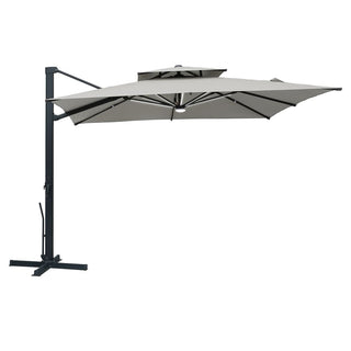 10FT Aluminum Cantilever Patio Umbrella with Removable LED Light Strips for Outdoor Shade