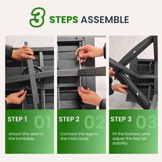 Outdoor 360° Swivel Bar Stool – All-Weather HDPE Patio Bar Chair with Ladder Back & Wood-Grain Finish