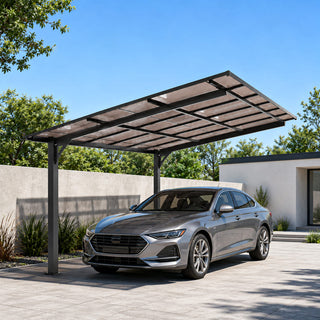 10x12 FT Galvanized Steel Carport with PC Roof, Outdoor Vehicle Shelter & Patio Shade for Backyard