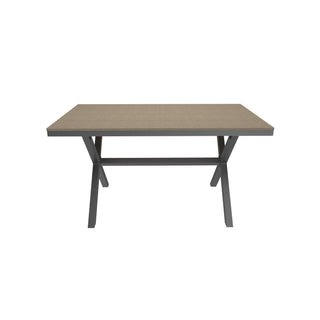 Black/Brown Rectangular Outdoor Dining Table with Imitation Wood Grain