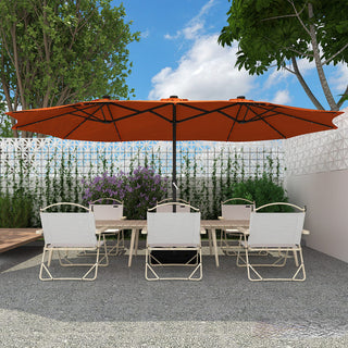 15FT Rectangular Outdoor Umbrella with LED Lights & Base – Day-to-Night Patio Shade for Backyard & Garden