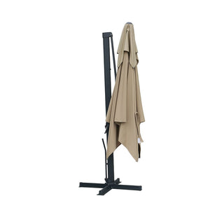 10FT Aluminum Cantilever Patio Umbrella with Removable LED Light Strips for Outdoor Shade