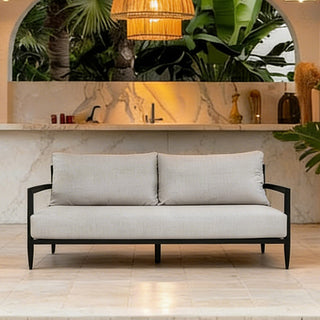 Outdoor Aluminum Bench Sofa with Sunbrella® Cushions – Fully Welded, Weather-Resistant Patio Loveseat