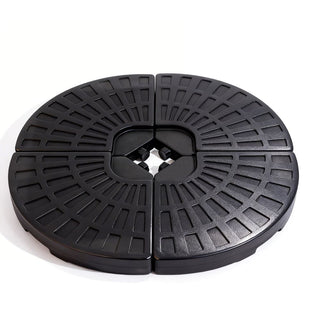 Heavy-Duty Fan-Style Cantilever Umbrella Base, 4-Panel Refillable Stand (Water/Sand up to 220 lbs), Weatherproof HDPE with Metal Lock Hooks, Stackable & Portable Design