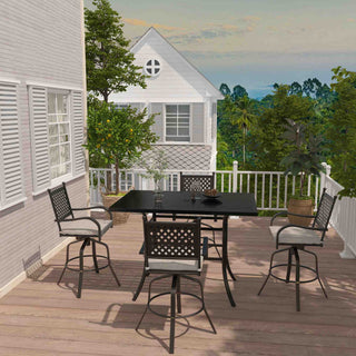 5-Piece Cast Aluminum Patio Dining Set with Swivel Chairs & Table – Black Finish for Outdoor Gatherings