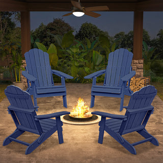 Folding Plastic Adirondack Chair Multi Colors Blue Black Gray Weather Resistant Outdoor Patio Lawn Chair