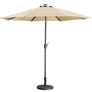 9-ft Aluminum Navy/ Lake Blue/ Tan/ Red Crank Market Patio Umbrella with Lights