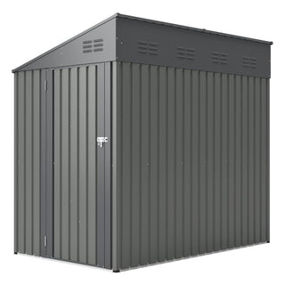 4x7 Ft Lean-To Metal Storage Shed, Heavy-Duty Outdoor Bike & Garden Storage with Lockable Door