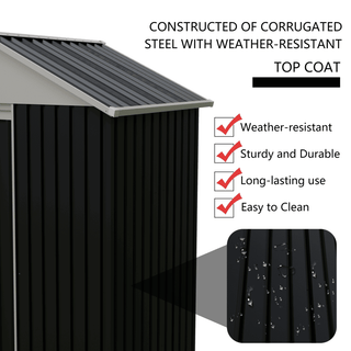 6 x 4 FT Outdoor Metal Storage Shed with Shelves & Rack, Garden Tool Shed and Bike Storage Cabinet for Backyard, Patio & Lawn Use