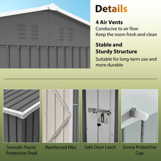 8x6 Ft Heavy-Duty Steel Storage Shed with Window, Lockable Doors & Sloped Roof, Outdoor Garden Tool Shed for Backyard, Patio & Lawn – Dark Gray