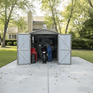 Motorcycle Outdoor Storage Shed with Window, Heavy Duty Weatherproof Bike Shelter