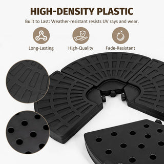 Heavy-Duty Fan-Style Cantilever Umbrella Base, 4-Panel Refillable Stand (Water/Sand up to 220 lbs), Weatherproof HDPE with Metal Lock Hooks, Stackable & Portable Design