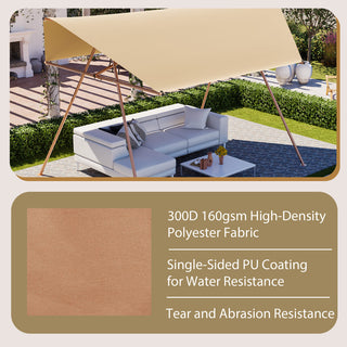 Hexagonal Shade Sail Canopy, 206" x 118" UV Protection UPF50+ Waterproof Patio Sun Shade with Rust-Resistant Poles & Built-in Hooks for Backyard Garden