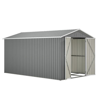 8 x 12 FT Outdoor Metal Storage Shed with Aluminum Frame, Lockable Double Doors, Heavy-Duty Tool Storage for Backyard, Garden, Patio & Lawn