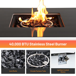 30in White Steel Propane & Natural Gas Fire Pit Table Set – Durable Powder-Coated Finish with Lid, Ideal for Patio, Deck & Backyard Heating
