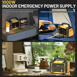 1000W Portable Power Station 1024Wh Solar Generator with AC Outlets for Home Backup, Camping & Emergencies