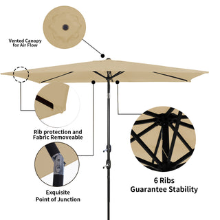 10 ft. Aluminum Rectanglar Market Patio Umbrella in Navy Blue/Red/Tan/Lake Blue/Gray