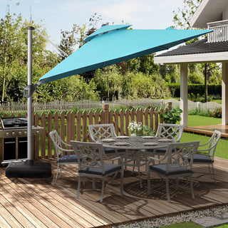 10 Ft Square Aluminum 360° Cantilever Patio Umbrella with Cover – Outdoor Yard Market Shade
