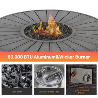 52'' W x 25'' H Propane Outdoor Fire Pit Table, 50,000 BTU Patio Gas Fire Table