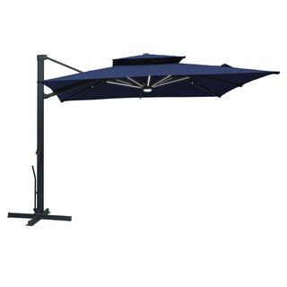 10FT Aluminum Cantilever Patio Umbrella with Removable LED Light Strips for Outdoor Shade