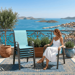 6-Piece Outdoor Patio Dining Chairs Set, Ergonomic Wide Seats, Waterproof Teslin Fabric & Rust-Resistant Metal Frame, 350 lbs Capacity