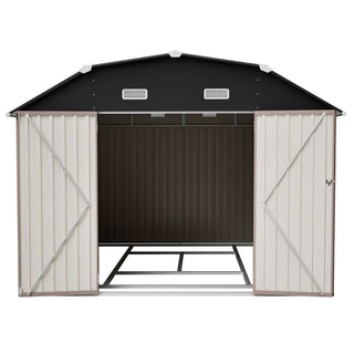 10' x 12' Heavy-Duty Metal Outdoor Storage Shed with Floor Frame Kit, Weather-Resistant Tool Shed for Backyard & Garden