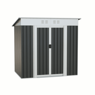 6 x 4 FT Outdoor Garden Storage Shed with Metal Frame, Sliding Door, Compact Weatherproof Tool Shed for Patio