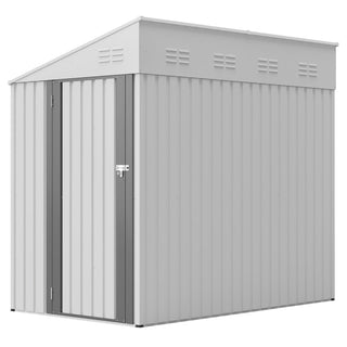 4x7 Ft Lean-To Metal Storage Shed, Heavy-Duty Outdoor Bike & Garden Storage with Lockable Door