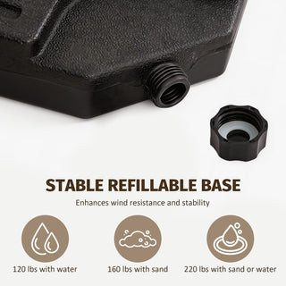 Heavy-Duty Fan-Style Cantilever Umbrella Base, 4-Panel Refillable Stand (Water/Sand up to 220 lbs), Weatherproof HDPE with Metal Lock Hooks, Stackable & Portable Design