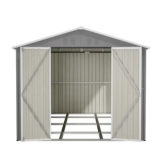 8 x 12 FT Outdoor Metal Storage Shed with Aluminum Frame, Lockable Double Doors, Heavy-Duty Tool Storage for Backyard, Garden, Patio & Lawn