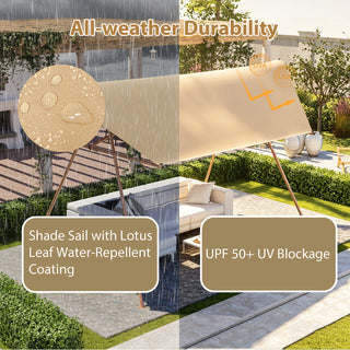 Hexagonal Shade Sail Canopy, 206" x 118" UV Protection UPF50+ Waterproof Patio Sun Shade with Rust-Resistant Poles & Built-in Hooks for Backyard Garden