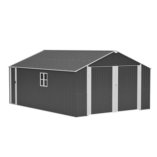 12x20 FT Heavy-Duty Metal Outdoor Storage Shed, Spacious 1810 CUFT Capacity with Double Doors, All-Weather Garage for Vehicle, Equipment & Tool Storage