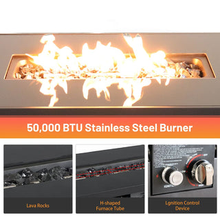 25 H x 42 W in Steel Outdoor Fire Pit Table with Lid