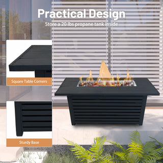 Steel Propane/Natural Gas Outdoor Fire Pit Table with Lid