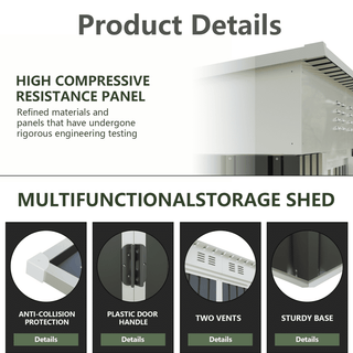 6 x 4 FT Outdoor Garden Storage Shed with Metal Frame, Sliding Door, Compact Weatherproof Tool Shed for Patio