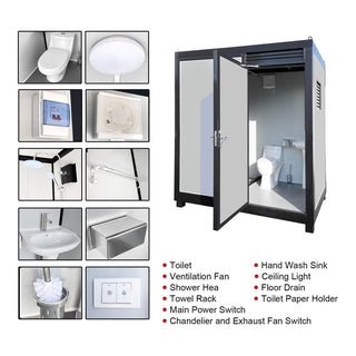 Portable Outdoor Toilet & Shower Cabin – Complete Restroom with Sink, Lighting & Ventilation