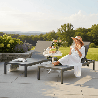 Coral Gray Outdoor Mesh Lounge Chair, Available In Single And Double Sizes