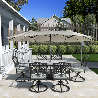 67x40 Inch Aluminum Patio Dining Table in Antique Bronze | Outdoor Rectangle Table for 6 with 2.4" Umbrella Hole