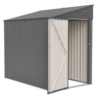 4x7 Ft Lean-To Metal Storage Shed, Heavy-Duty Outdoor Bike & Garden Storage with Lockable Door
