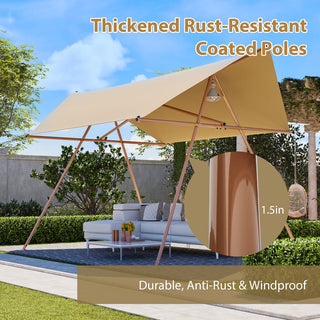 Hexagonal Shade Sail Canopy, 206" x 118" UV Protection UPF50+ Waterproof Patio Sun Shade with Rust-Resistant Poles & Built-in Hooks for Backyard Garden