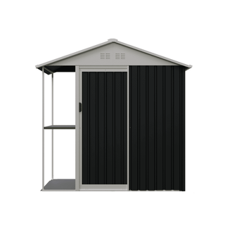 6 x 4 FT Outdoor Metal Storage Shed with Shelves & Rack, Garden Tool Shed and Bike Storage Cabinet for Backyard, Patio & Lawn Use