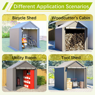 8x8 / 6x6 FT Multi-Purpose Outdoor Storage Shelter with Roll-Up Doors, Waterproof & UV-Resistant Portable Canopy for Garden, Tools & Equipment