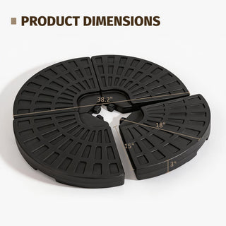 Heavy-Duty Fan-Style Cantilever Umbrella Base, 4-Panel Refillable Stand (Water/Sand up to 220 lbs), Weatherproof HDPE with Metal Lock Hooks, Stackable & Portable Design