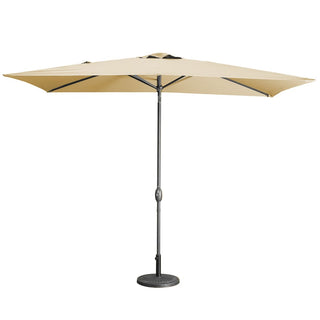 10Ft Outdoor Rectangular Umbrella with 26 Solar-Powered LED Lights, Crank and Tilt